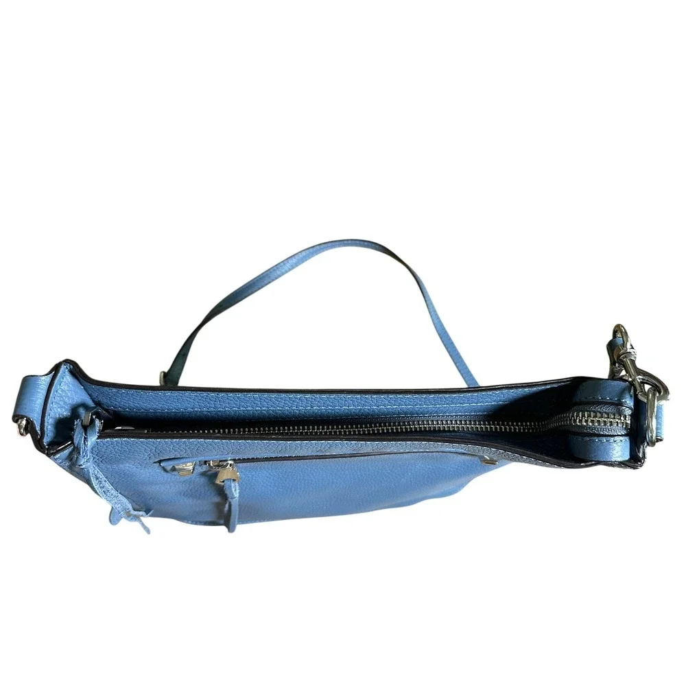 Rebecca Minkoff Purse Blue Pebbled Leather Crossbody‎ Bag Silver